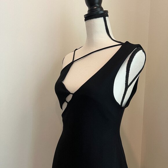 ZARA Black Asymmetrical Asymmetric Bodycon Dress LBD Size M - Picture 7 of 9